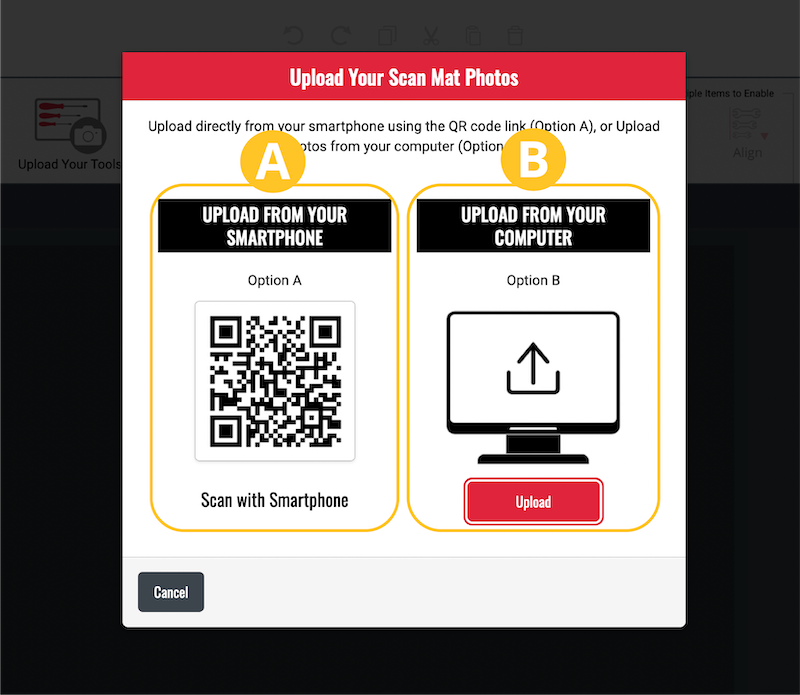 Upload-Scan-Mat-Options