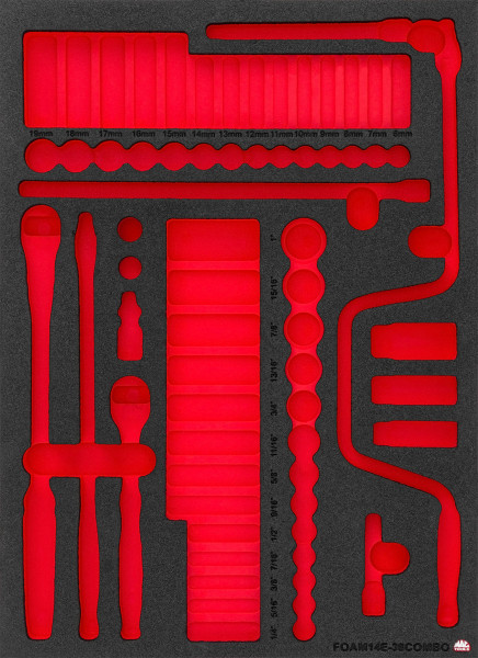 14E - 3/8” Drive Combo Socket Set Foam Modular